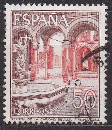 Spanien, Mi-Nr. 2614 gest., Sehenswürdigkeiten: Innenhof des Hospital de la Caridad, Sevilla