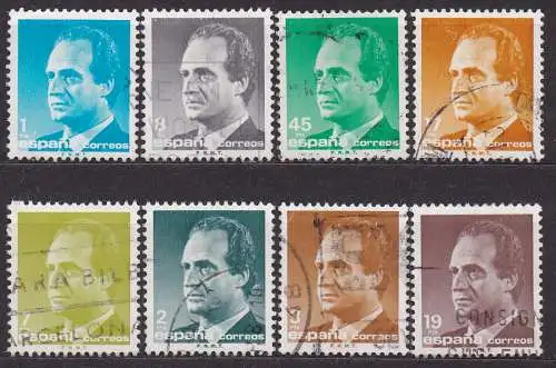 Spanien, Mi-Nr. 2678, 2680, 2683, 2689, 2713, 2720, 2721 + 2739 gest., König Juan Carlos I.