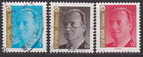 Spanien, Mi-Nr. 3137, 3166 + 3367 gest., König Juan Carlos I.