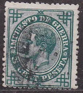 Spanien, Kriegssteuermarke Mi-Nr. 7 gest., König Alfons XII.