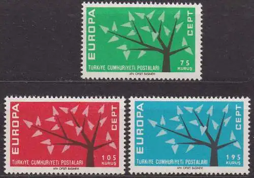 Türkei, Mi-Nr. 1843 - 1845 **, kompl., Europa CEPT 1962