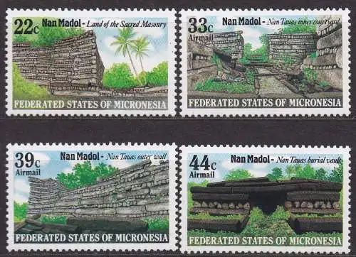 Mikronesien, Mi-Nr. 45 - 48 **, kompl., Ruinen von Nan Madol