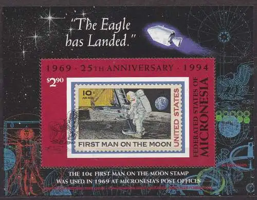 Mikronesien, Block Mi-Nr. 13 **, 25. Jahrestag der 1. bemannten Mondlandung