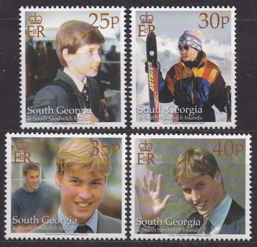 Südgeorgien, Mi-Nr. 310 - 313 **, kompl., 18. Geburtstag von Prinz William