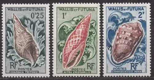 Wallis & Futuna, Mi-Nr. 193, 194 + 195 **, Muscheln