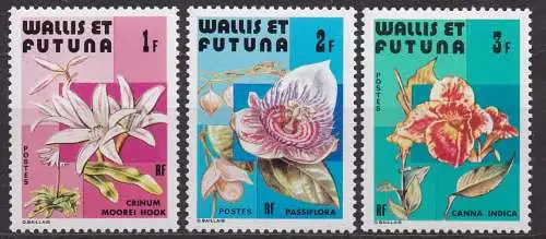 Wallis & Futuna, Mi-Nr. 411 - 413 **, kompl., Blüten