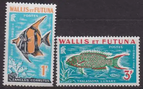 Wallis & Futuna, Portomarke Mi-Nr. 37 b + 38 b **, Fische