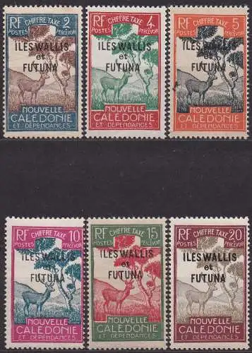 Wallis & Futuna, Portomarke Mi-Nr. 11, 12, 13, 14, 15 + 16 **, Hirsch