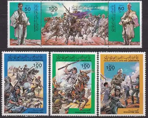 Libyen, Mi-Nr. 1405 - 1410 **, kompl., Vertreibung der amerikanischen und britischen Truppen