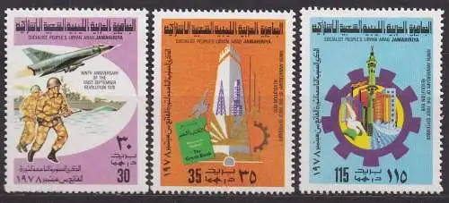 Libyen, Mi-Nr. 655 - 657 **, kompl., 9. Jahrestag der Septemberrevolution