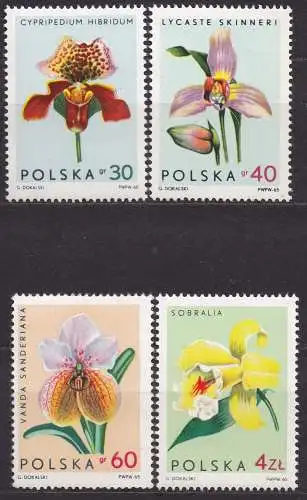 Polen, Mi-Nr. 1613, 1614, 1616 + 1618 **, Orchideen