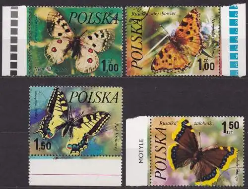 Polen, Mi-Nr. 2516, 2517, 2518 + 2519 gest., Schmetterlinge