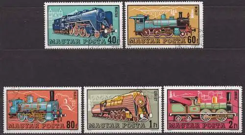 Ungarn, Mi-Nr. 2730, 2731, 2732, 2733 + 2735 gest., Lokomotiven