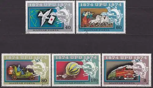 Ungarn, Mi-Nr. 2945, 2946, 2947, 2948 + 2949 gest., 100 Jahre UPU
