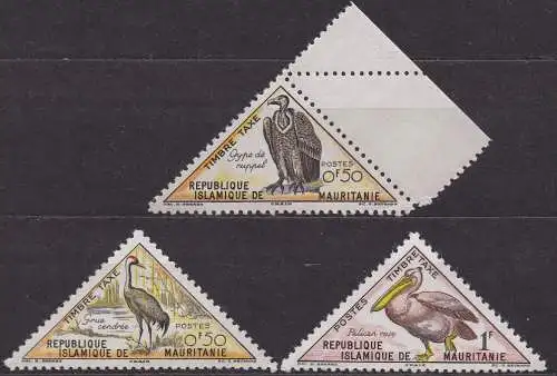 Mauritius, Portomarken Mi-Nr. 26, 27 + 28 gest., Vögel