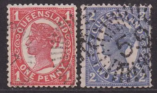 Australische Staaten - Queensland, Mi-Nr. 95 + 96 gest., Königin Viktoria