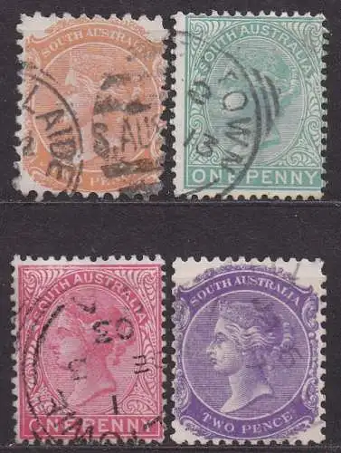 Australische Staaten - Südaustralien, Mi-Nr. 49 b, 71 C, 80 A + 109 gest., Königin Viktoria