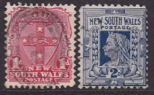 Australische Staaten - Neusüdwales, Mi-Nr. 82 + 83 gest., Wappen + Königin Viktoriaa