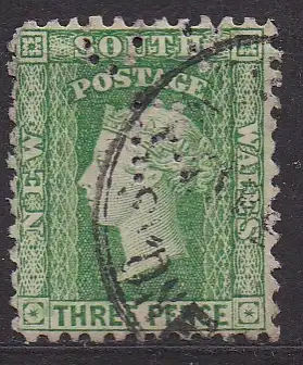 Australische Staaten - Neusüdwales, Mi-Nr. 52 a gest., Perfin (Firmenlochung), Königin Viktoria