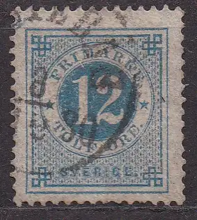 Schweden, Mi-Nr. 21 B gest., Ziffer im Kreis