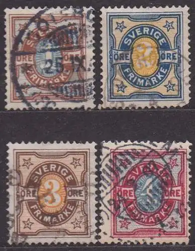 Schweden, Mi-Nr. 50 - 53 gest., kompl., Ziffernzeichnung