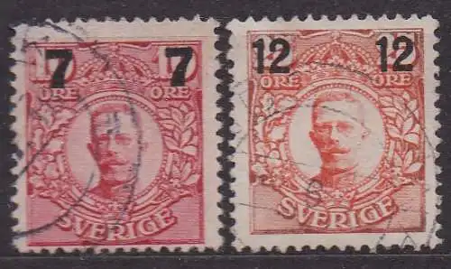 Schweden, Mi-Nr. 109 + 110 gest., König Gustav V.