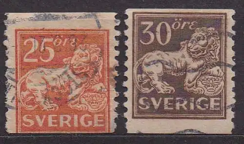 Schweden, Mi-Nr. 130 A + 131 A gest., Löwe