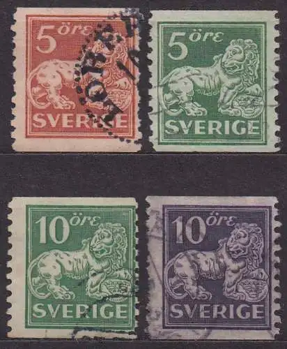 Schweden, Mi-Nr. 174 A, 175 A, 176 A + 177 A gest., Löwe