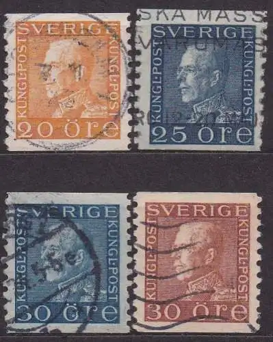 Schweden, Mi-Nr. 183 I WA, 185 I WA, 187 I WA + 188 I WA gest., König Gustav V.