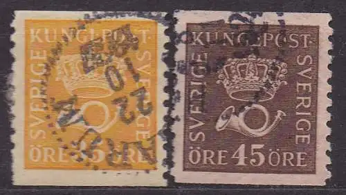 Schweden, Mi-Nr. 189 I II WA + 193 I II WA gest., Posthorn