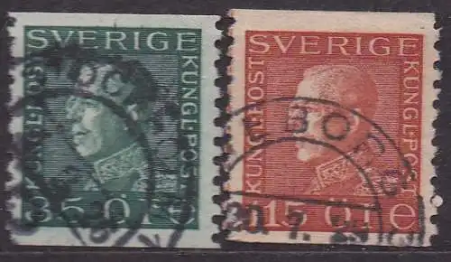 Schweden, Mi-Nr. 198 I WA + 202 I WA gest., König Gustav V.