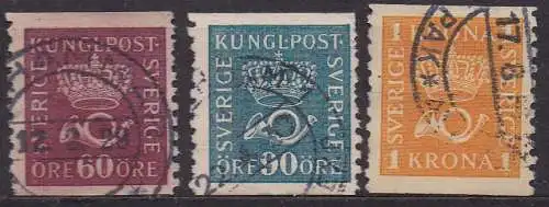 Schweden, Mi-Nr. 196 I WA, 200 I WA + 201 I WA gest., Posthorn