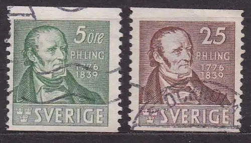 Schweden, Mi-Nr. 253 A + 254 A gest., 100. Todestag von  Per Henrik Ling