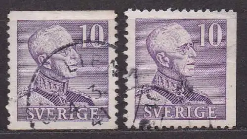 Schweden, Mi-Nr. 256 II A + 256 II Dr gest., König Gustav V.