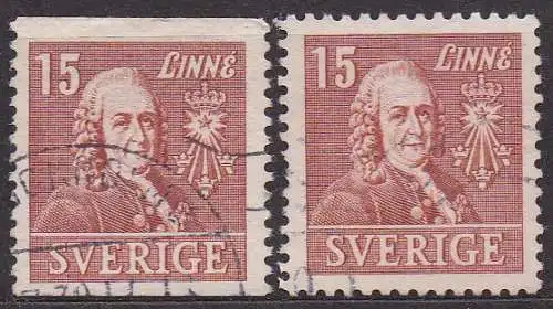 Schweden, Mi-Nr. 273 A + 273 B gest., 200 Jahre Akademie der Wissenschaften von Schweden - Carl vo Linné
