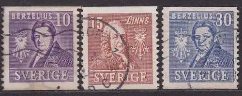 Schweden, Mi-Nr. 272 A, 273 A + 274 A gest., 200 Jahre Akademie der Wissenschaften von Schweden