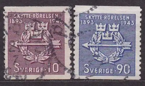 Schweden, Mi-Nr. 300 A + 301 A gest., 50 Jahre schwedische Schützenvereinigungen