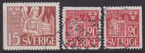 Schweden, Mi-Nr. 318 Dl, 319 A + 319 Dr gest., 800 Jahre Domkirche von Lund
