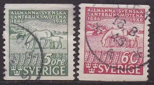Schweden, Mi-Nr. 321 A + 322 A gest., 100. Jahrestag des 1. landwirtschaftlichen Kongresses in Schweden