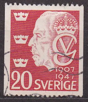 Schweden, Mi-Nr. 330 C gest., 40. Regierungsjubiläum König Gustavs V.