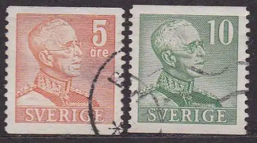 Schweden, Mi-Nr. 332 xA + 333 xA gest., König Gustav V.