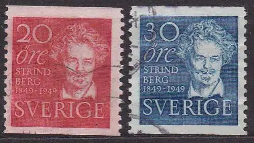 Schweden, Mi-Nr. 346 A + 347 A gest., 100. Geburtstag von August Strindberg