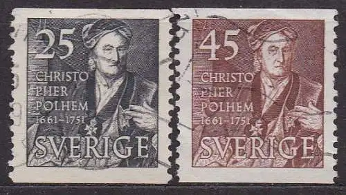 Schweden, Mi-Nr. 363 A  + 364 Agest., 200. Todestag von Christopher Polhem