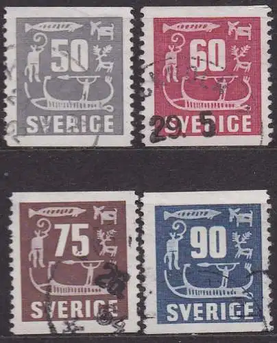 Schweden, Mi-Nr. 396, 397, 399 + 400 gest., Felsenzeichnungen