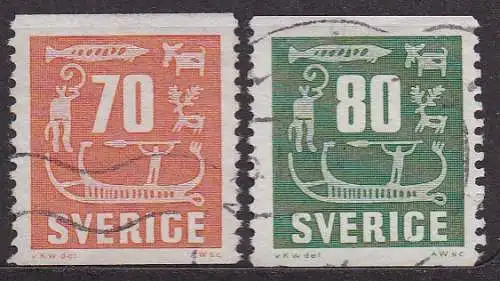 Schweden, Mi-Nr. 432 + 433 gest., Felsenzeichnungen