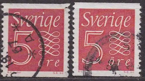 Schweden, Mi-Nr. 429 a +b A gest., Ziffernzeichnung
