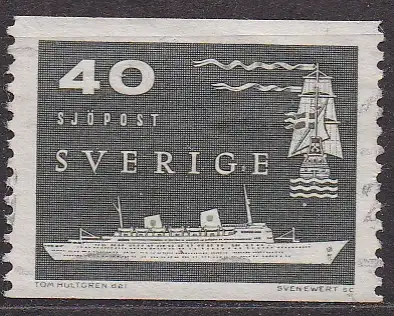 Schweden, Mi-Nr. 437 A gest., Seepostverbindung über den Nordatlantik