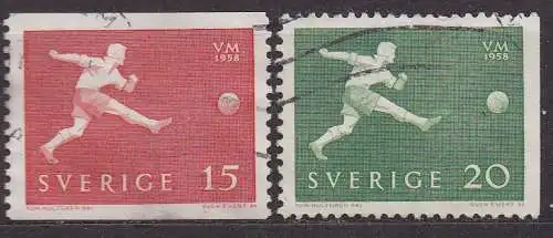 Schweden, Mi-Nr. 438 A + 439 Dr gest., Fußball-Weltmeisterschaft Schweden 1958