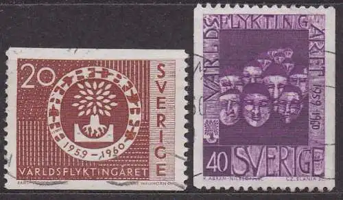 Schweden, Mi-Nr. 457 A + 458 C gest., Weltflüchtlingsjahr
