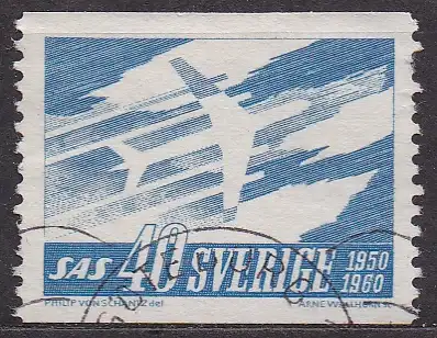 Schweden, Mi-Nr. 467 A gest., NORDEN: Tag des Nordens - 10 Jahre Fluggessellschaft SAS